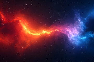 Wall Mural - Cosmic Nebula Red & Blue Energy Collision