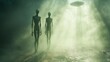 © studio clever - Alien Encounter in Misty Forest. Generative AI