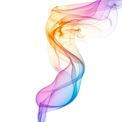 Wall Mural - An image showcasing a vibrant abstract design featuring colorful smoke swirling in a graceful and dynamic pattern against a black backdrop.