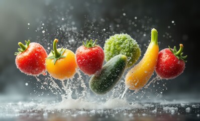 Wall Mural - Colorful splash of fresh vegetables