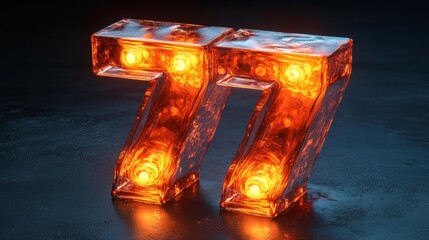 Glowing Neon 77 Numbers. Generative AI