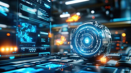 Futuristic Technology Interface Sphere Digital Data Network System