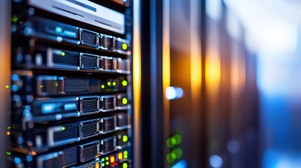 Poster - Modern Server Rack Close Up Data Center Technology