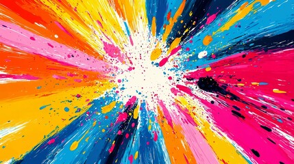 Wall Mural - vibrant abstract colorful painting: bold brushstrokes and splashes of color explosion