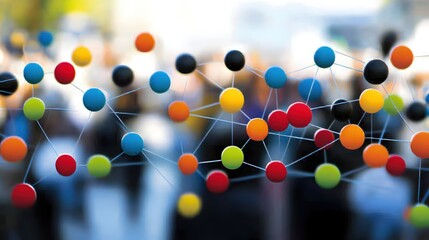 Aufkleber - Colorful Network Connecting Diverse People Abstract Concept