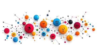 Fototapete - Colorful Network of Interconnected Spheres Representing Global Digital Connections and Innovation