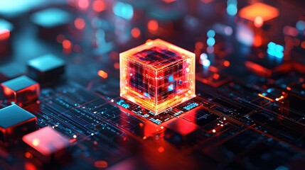 Poster - Futuristic Technology Cube Network Data Center Digital Innovation