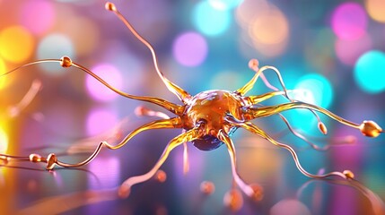 Poster - Abstract Neuron Cell Artistic Rendering Vibrant Colors Neural Network Science Technology