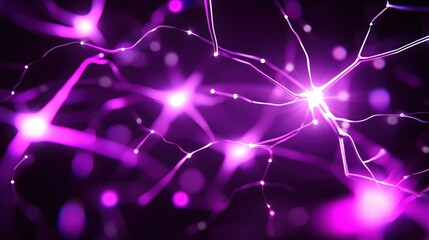 Poster - Abstract Purple Neural Network Glowing Lines and Nodes Digital Art Background