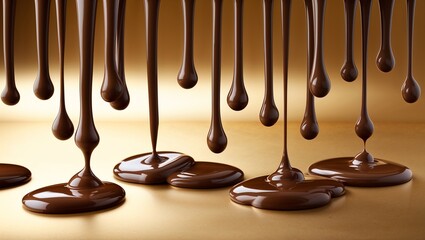 Wall Mural - photography of chocolate cream dripping creamy dessert cocoa chocolate, tasty chocolate background, delicious sweet explosion