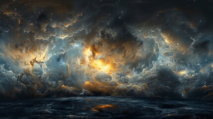 Wall Mural - vast 360-degree space background featuring a colorful nebula and glittering stars, equirectangular p