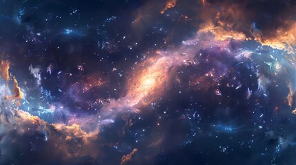 Wall Mural - vast 360-degree space background featuring a colorful nebula and glittering stars, equirectangular p