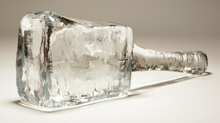 Wall Mural - Ice sculpture hammer, studio shot, light background, drinks