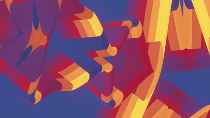 Leinwandbilder - Abstract composition with floating curved geometric shapes in red-orange color with gradients. Smooth lines emphasize the futuristic style. Digital seamless loop animation. 3d rendering 4K