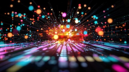 Vibrant Digital Data Stream Abstract Background Technology Concept