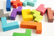 © amazing studio - Logical thinking and problem solving creative business solution concept, wooden puzzle geometric shape block shape.
