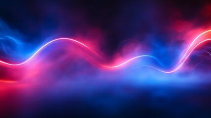 Wall Mural - Abstract Neon Waves Flowing Through Smoky Haze