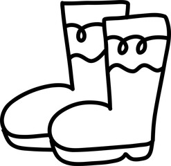 Boots autumn doodle line art outline vector