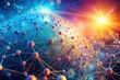 © Urenus Photos - Interconnected Nodes in a Vibrant, Energetic Network Displaying Complex Connections and a Radiant Glow
