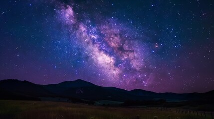 Wall Mural - stunning milky way galaxy illuminating the night sky with vibrant stars, cosmic dust, and glowing ne