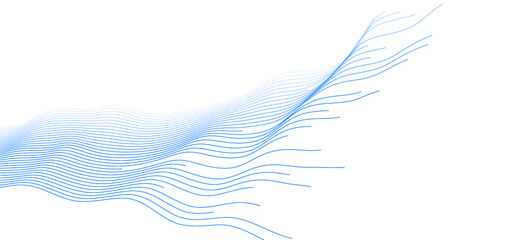 Poster - Blue minimal wavy lines abstract futuristic tech background. Vector digital design