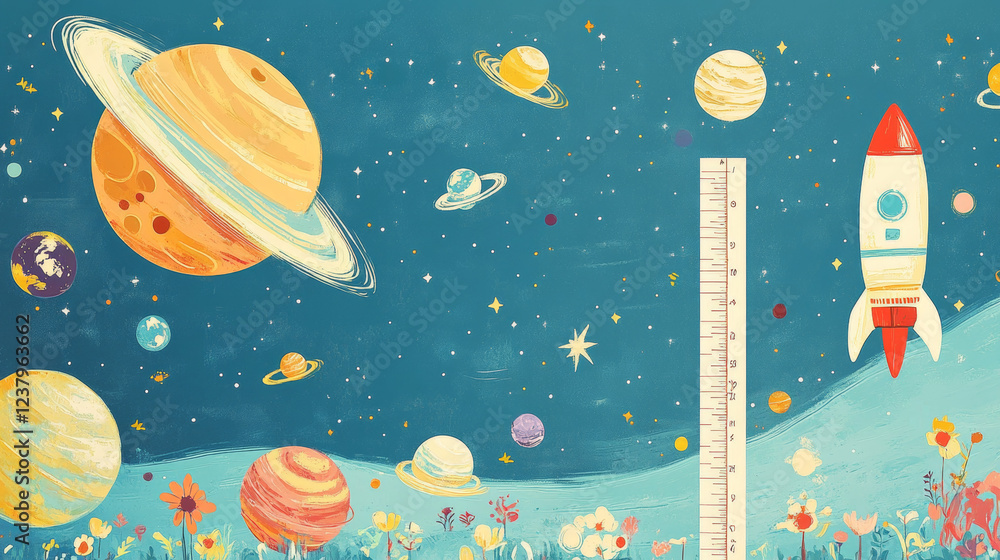 38 Cm Rockets Galaxy space planets, rockets and starships. Kids height chart, growth ...