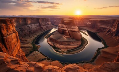 Wall Mural - Stunning sunset over Horseshoe Bend landscape