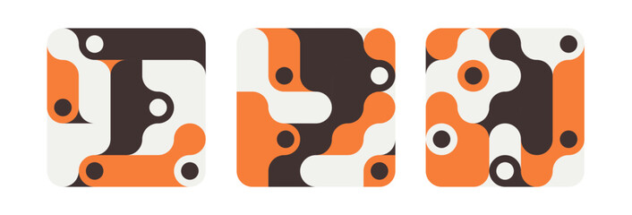 Wall Mural - set of background with black liquid connected circle dots.metaballs pattern on white. abstract geome