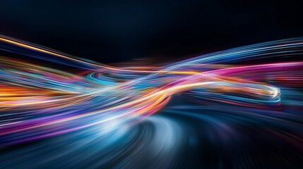 Wall Mural - stock brings to life motion-induced colorful light trails against a black backdrop