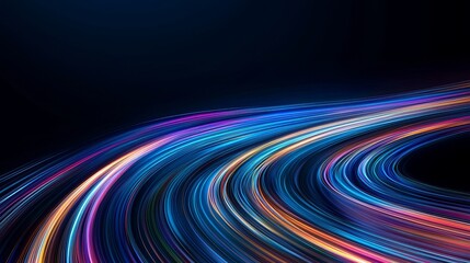 Wall Mural - abstract neon digital lines meander through dark space, their multicolored energy glowing brightly o