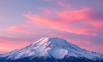 Wall Mural - Majestic snowy mountain at sunset