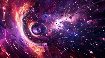 Canvas Print - futuristic hyper jump 3d spaceflight illustration with radiant cosmic energy and vibrant nebula trai