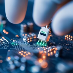 Fototapete - Futuristic Educational Robotics Intricate LED Circuit Board for STEM Interaction in Youth Development - Empowering Tech Learning with Hands-On Assembly Kits