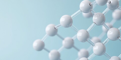 Leinwandbilder - Innovative Molecular Design Sleek White Spheres on Blue for Tech Industry Marketing and Modern Nanotechnology Visualization - Cutting-Edge Science Inspiration