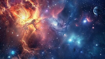 Wall Mural - mesmerizing celestial vista showcasing radiant star clusters and a glowing nebula in the boundless c