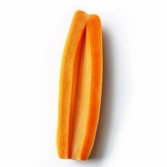 Wall Mural - Single peeled carrot lying on a white background, showcasing its vibrant orange color and smooth texture