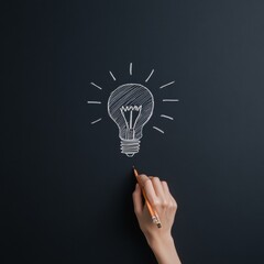 Aufkleber - Chalkboard Hand Lettering Creative Lightbulb and Pencils Sketch for Strategic Marketing Insight - Innovative Business Visualization and Idea Generation in Modern Enterprises