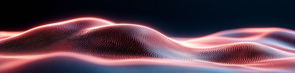 Fototapete - Neon Particle Flow Futuristic Mesh Waves for Tech Marketing and Data Visualization in Digital Innovation, Enhancing Connectivity and Virtual Experiences