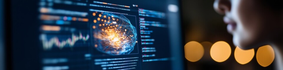 Leinwandbilder - Cybersecurity Interface Aesthetic Dynamic Code Analysis and Threat Detection on Multi-Display Setup - Advanced Tech Content for Professional IT Security Enhancement