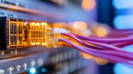 Aufkleber - Neon Tech Aesthetic Vibrant Network Cables and Server Racks - Advanced Data Center Visuals for Cloud Computing and Digital Infrastructure Marketing