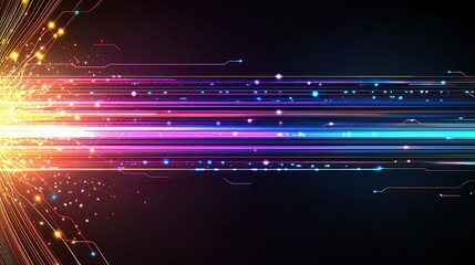 Wall Mural - ai-generated art vibrant abstract background with colorful light trails and sparkles on dark canvas