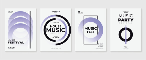 Wall Mural - music poster design background vector set. electro sound cover template with vibrant abstract gradie