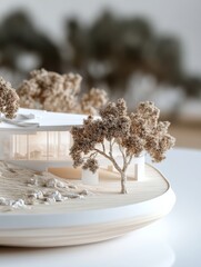 Poster - Minimalist Sustainable Architecture Model Eco-Friendly Materials on White Canvas for Urban Planning and Green Development Visualization in Modern Real Estate