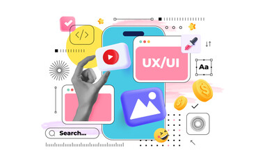 contemporary art collage. modern collage concept of web design and development. creative concept for
