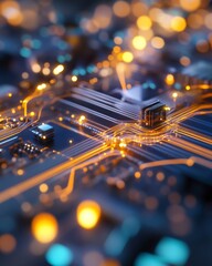 Aufkleber - Neon Futurism in Network Security Glowing Circuit Pathways on Server Hardware - Tech Content for Data Center Operations and Digital Infrastructure Enhancement