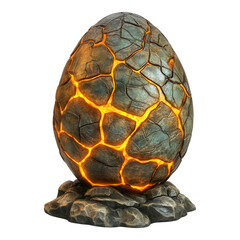 Wall Mural - Glowing Cracked Dragon Egg, a vivid fantasy element showcasing a mystical egg with luminous fissures on a transparent backdrop