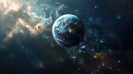 Wall Mural - ethereal cosmic landscape: mesmerizing galaxy backdrop with vibrant nebulae, sparkling stars, and in