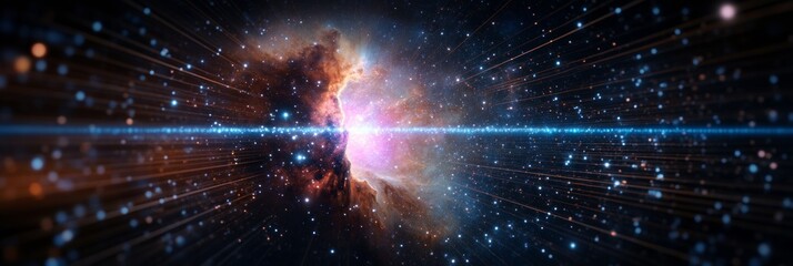 Aufkleber - Cosmic Expansion Nebula Landscape and Stellar Nurseries in Deep Space - Astronomical Content for Tech and Digital Marketing, Professional Space Exploration Resources