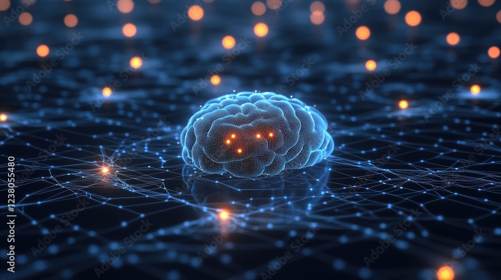 Futuristic AI technology powering business strategies, with glowing ...