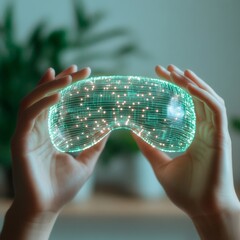 Aufkleber - High-Tech AR Headset Close-Up Interactive LED Circuitry and Minimalist Design in Contemporary Startup Innovation for Enhanced Digital Experiences